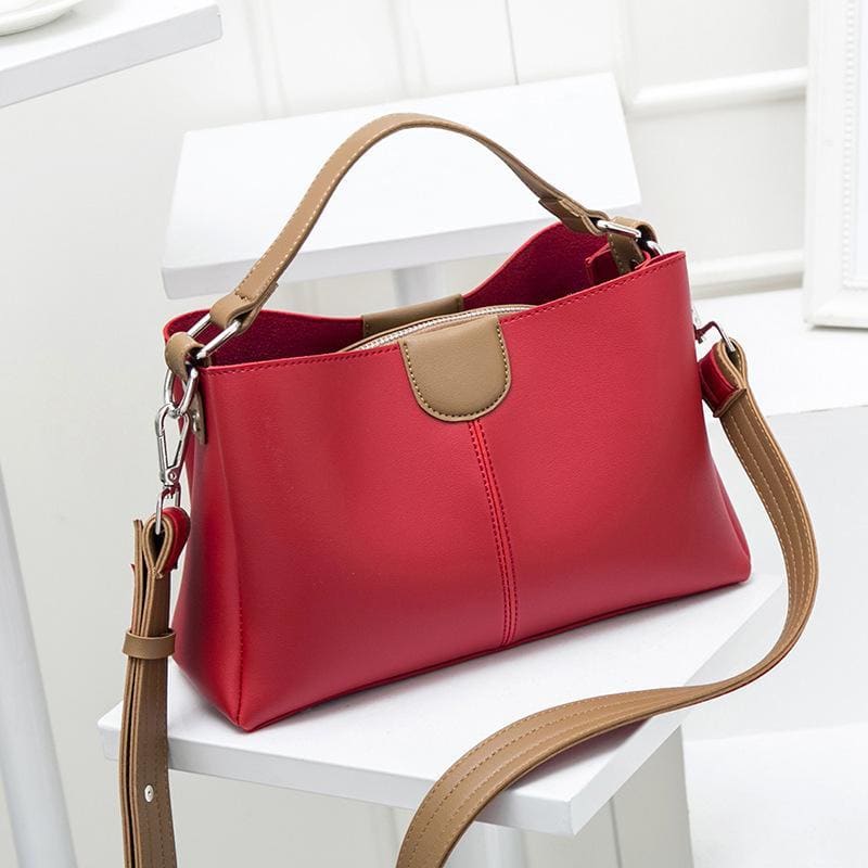 Bolsa Feminina Clash de Couro - Vermelho - Vizzio Bags