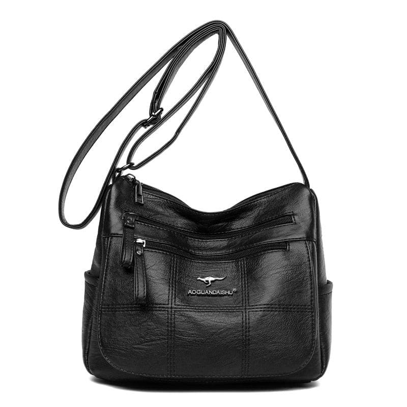 Bolsa Feminina Couro Macio Flora - Preto - Vizzio Bags