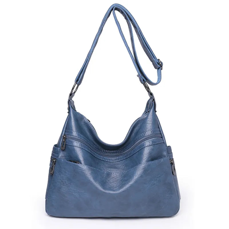 Bolsa Feminina de Couro Jasmine - Azul Claro - Vizzio Bags